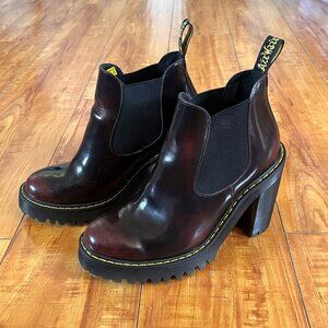 Dr. Martens Hurston Arcadia Leather Heeled Chelsea Boots Cherry Red